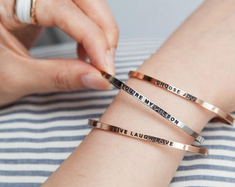 You're My Person Bracelet, Inspirational Cuff, Mantra Bracelet, Mindfulness Gift, For friendship, Engagement Gift, Mother's Day Gift