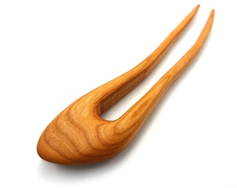 Haarforke Kirschholz: Handgefertigte 2-Zacken Haarforke