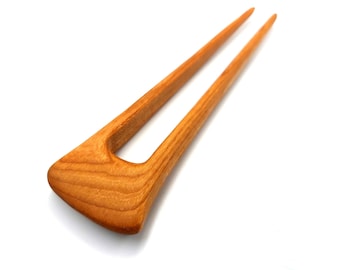 Cherry Wood Hair Fork: Handmade 2-Prong Hair Pin