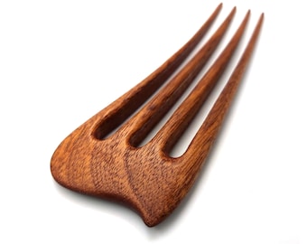 Redwood Hair Fork / Wooden Hair Pin / Wooden Hair Fork  / Hair Sticks / 4 Prong Hair Fork / Hair Fork / Gift /Big Hair Fork/Silver