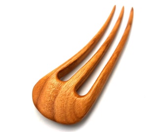 Wooden Hair Fork: 3-Prong Hair Styling Accessory