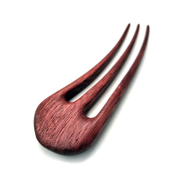 Fourche à cheveux en amarante / Fourche à cheveux 3 dents / Épingles à cheveux en bois / Sticks à cheveux / Pour femme / Fourche à cheveux / Pour elle / Fourche pour cheveux de mariage / Cadeau écologique