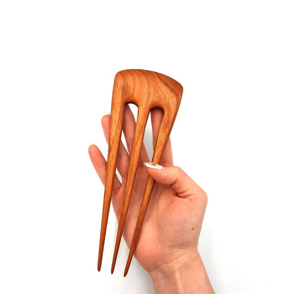 HUGE cherry wood hair fork / 3 Prong Hair Fork / Wooden Hair Fork / Wooden Hair Pin / Hair Sticks / For Women / For Her / Hair Fork