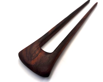 Palisander Wood Hair Fork: Two Prong Hair Pin for Women