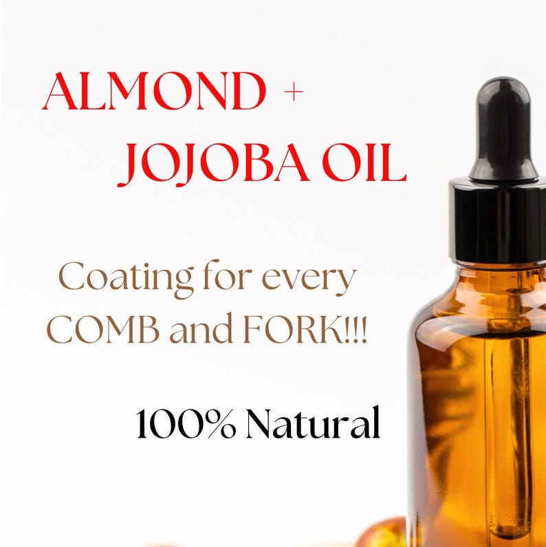 May include: A brown glass bottle with a black dropper top filled with almond and jojoba oil. The bottle is labeled "ALMOND + JOJOBA OIL" and "100% Natural".