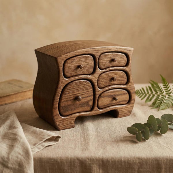 Handmade Ash Wood Jewelry Box | Multiple Drawer Organizer