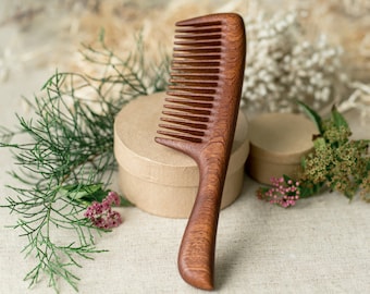 Redwood Hair Comb Handmade Whole Piece Redwood Hair Comb With Handle Long Hair Comb Natural Wood Anti Static Comb Natural Wood Comb Women