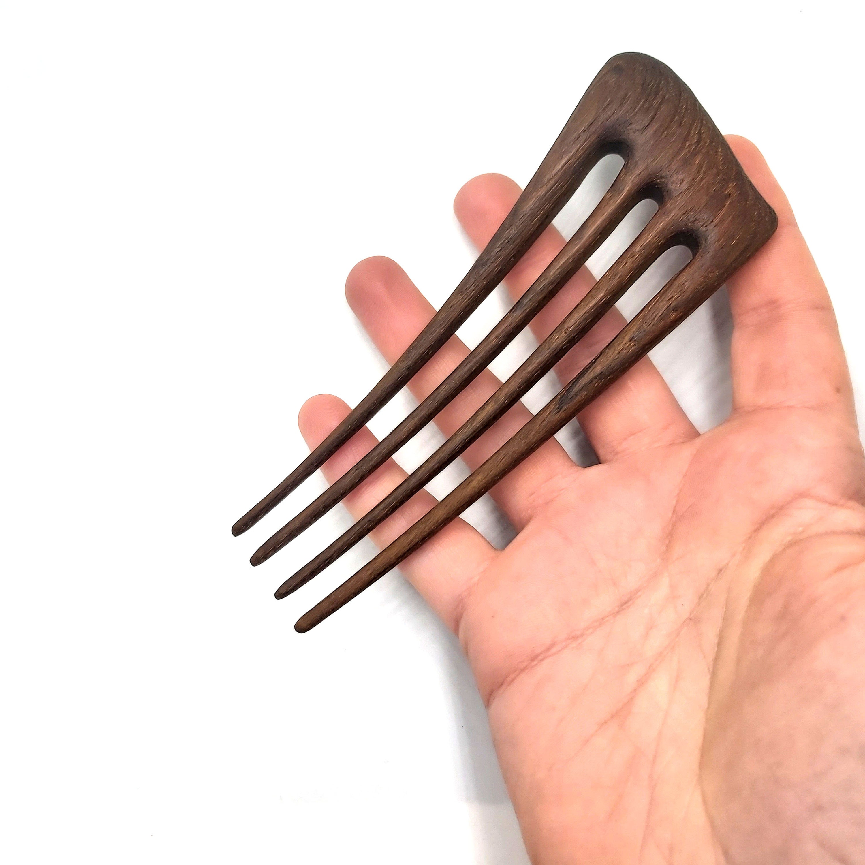 Teak Wood Hair Fork / 4 Prong Hair Fork / Wooden Hair Fork / Etsy
