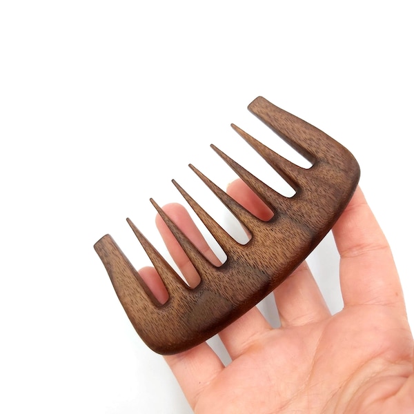 Walnut Wide Tooth Comb for Curly Hair, Walnut Wood Brush, Natural Detangler for Short, Long, Frizzy, Wet, or Dry Curls, Women, Kids, or Men
