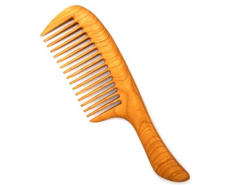 Handmade Cherry Wood Hair Comb: Wide Tooth, Anti-Static. Personal engraving