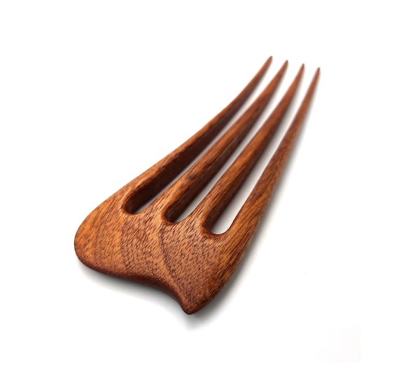 Redwood 4-prong Hair Fork, Handmade Wooden Hair Pin for  display picture 2