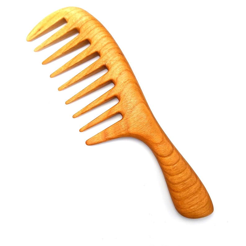Wide tooth curly hair cherry wood comb Wood Comb Handmade ...