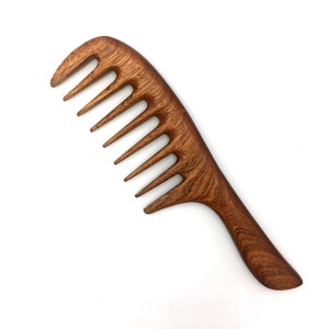 Redwood Wide tooth curly hair comb - Wood Comb- Handmade Comb- Healthy Hair- Seamless Wood Comb- Natural Wood- Anti Static Comb - For Her