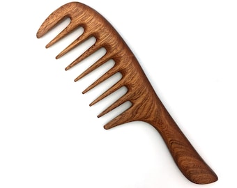Handmade Redwood Wide Tooth Comb: Anti-Static Curly Hair Comb