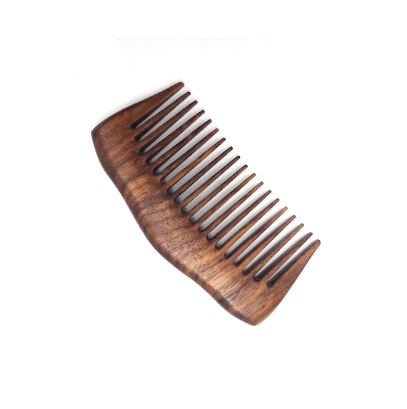 Handmade Walnut Wood Comb: Straight & Wavy Hair, Natural Oil Finish