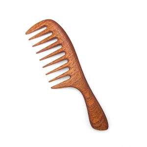 Wide tooth curly hair redwood comb - Wood Comb- Handmade Comb- Healthy Hair- Seamless Wood Comb- Natural Wood- Anti Static Comb - For Her