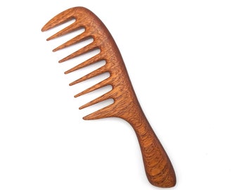 Handmade Redwood Wide Tooth Comb: Curly Hair, Anti Static