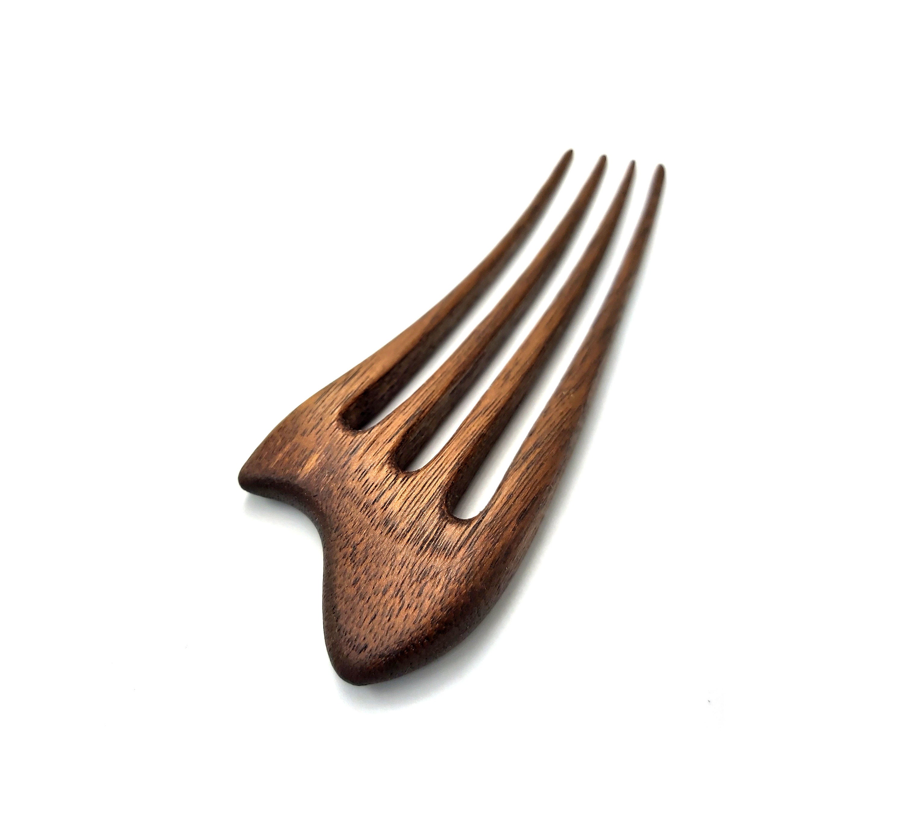 Handmade Walnut Hair Fork: 4-prong Wooden Hair Pin - Etsy display picture 3