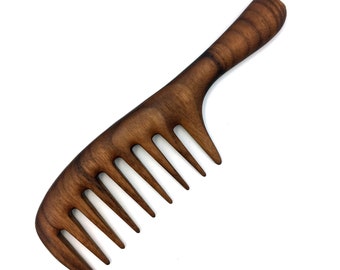 Handmade Walnut Wide Tooth Comb: Detangling Curly Hair