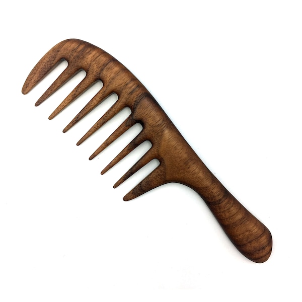 Walnut wide tooth curly hair comb - Wood Comb- Handmade Comb- Healthy Hair- Seamless Wood Comb- Natural Wood- Anti Static Comb - For Her