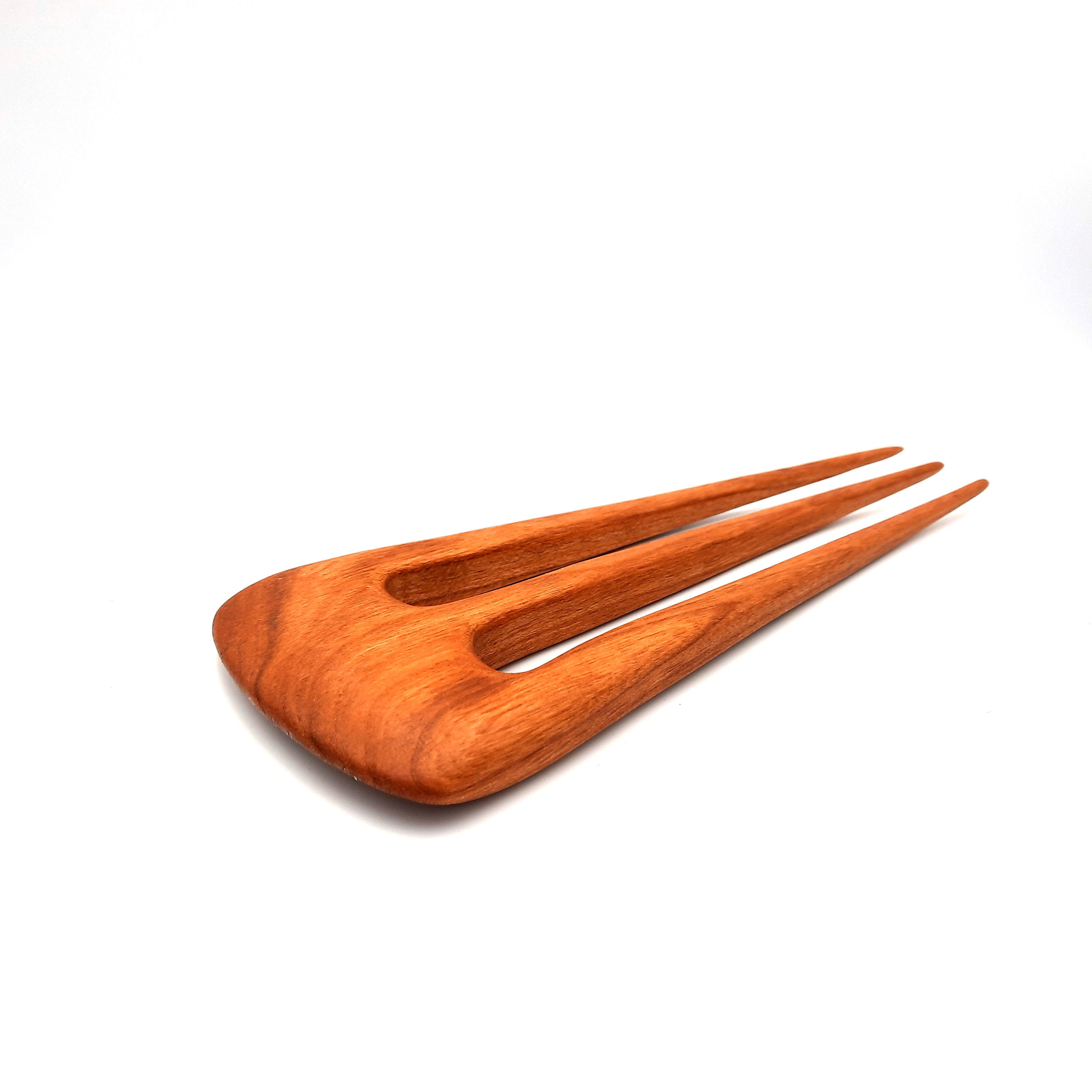 HUGE Cherry Wood Hair Fork / 3 Prong Hair Fork / Wooden Hair Etsy