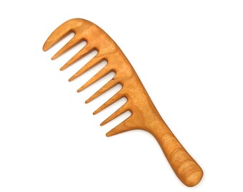 Handmade Cherry Wood Wide Tooth Comb: Curly Hair, Anti Static