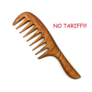 Wide tooth curly hair cherry wood comb - Wood Comb- Handmade Comb- Healthy Hair- Seamless Wood Comb- Natural Wood- For Her