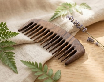 Walnut Wood Hair Comb, Wide Tooth Anti-Static, Handmade Natural