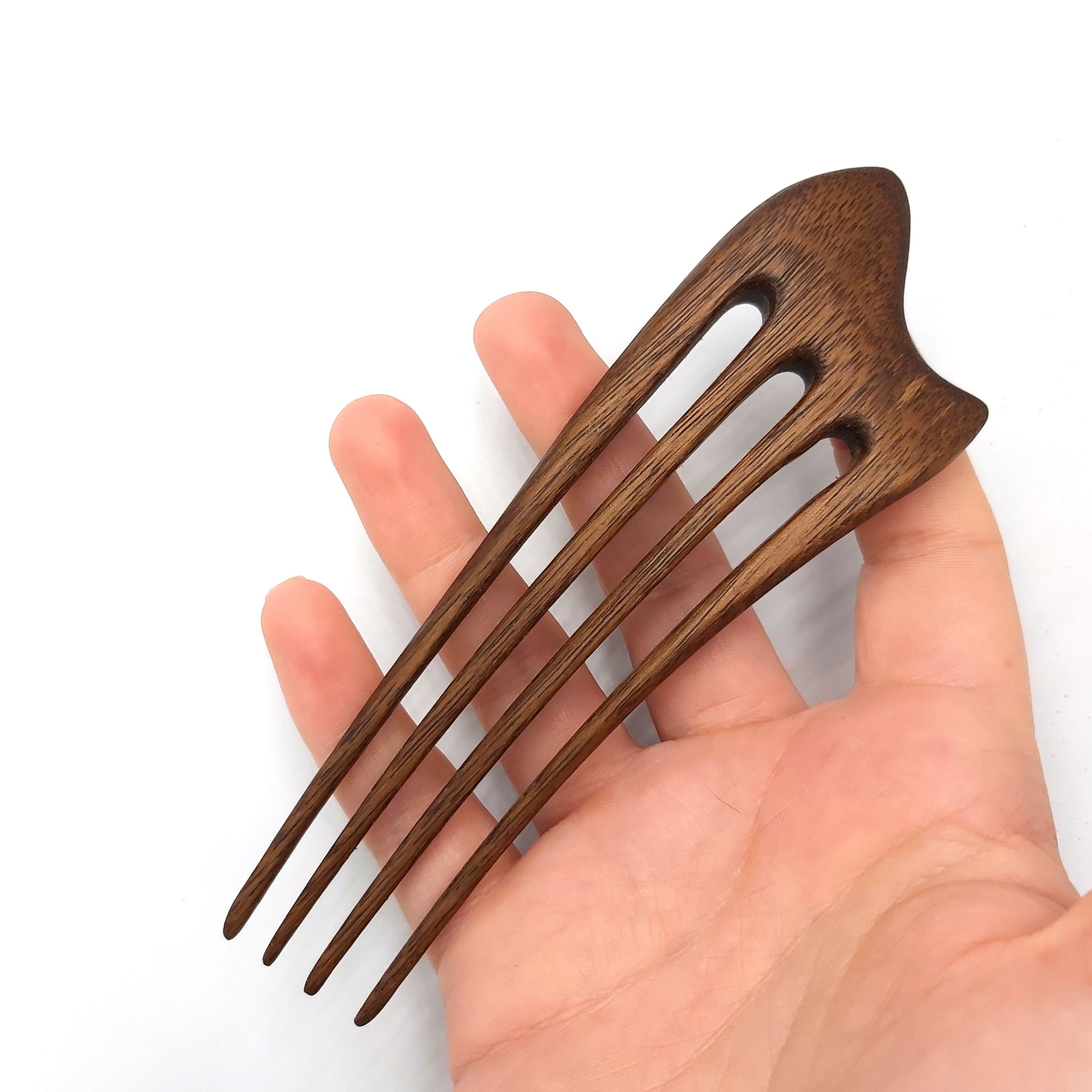 Handmade Walnut Hair Fork: 4-prong Wooden Hair Pin - Etsy display picture 2