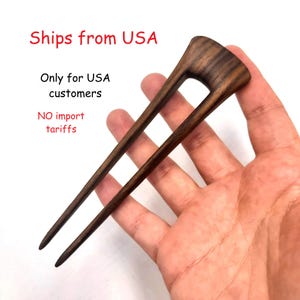 2 Prong Walnut Wood Hair Fork / Wooden Hair Pin / Hair Sticks / For Women / Hair Fork / Gift / For Her / Wedding Hair Fork / Eco Gift