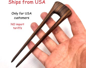 2 Prong Walnut Wood Hair Fork / Wooden Hair Pin / Hair Sticks / For Women / Hair Fork / Gift / For Her / Wedding Hair Fork / Eco Gift
