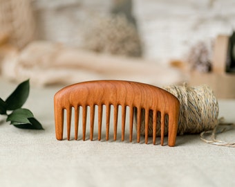 Cherry Hair Comb - Wooden Comb- Wood Comb- Handmade Comb- Healthy Hair- Seamless Wood Comb- Natural Wood- Anti Static Comb- For Him- For Her
