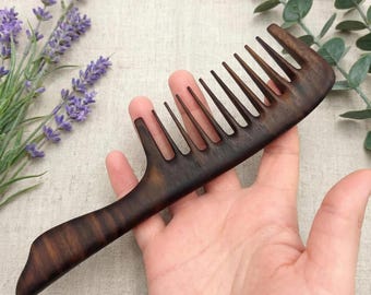 Walnut Wood Wide Tooth Comb | Anti-Static Detangling Hair Comb (Personal Engraving)