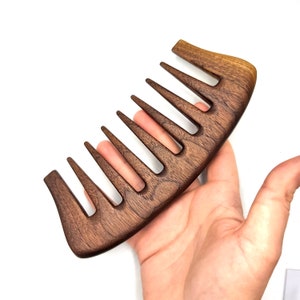 Witches comb :) - Wide tooth curly hair walnut comb - Handmade Comb- Healthy Hair- Natural Wood- Anti Static Comb - For Her