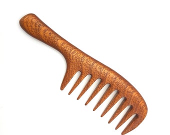 Handmade Redwood Wide Tooth Comb: Curly Hair, Anti-Static