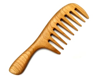 Handmade Cherry Wood Wide Tooth Comb: Curly Hair, Anti Static