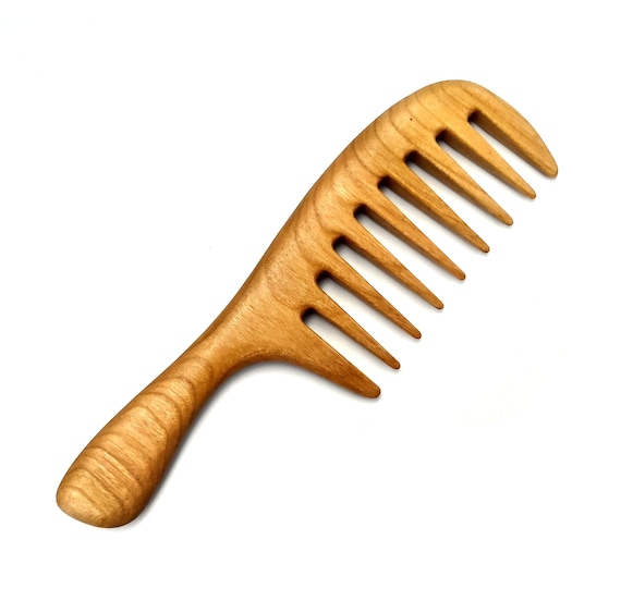 Handmade Cherry Wood Wide Tooth Comb: Curly Hair, Anti Static