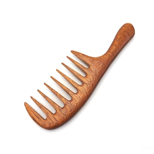 Wide tooth curly hair redwood comb - Wood Comb- Handmade Comb- Healthy Hair- Seamless Wood Comb- Natural Wood- Anti Static Comb - For Her