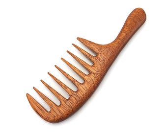 Handmade Redwood Wide Tooth Comb: Curly Hair, Anti Static