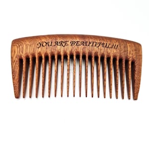 Personalized Redwood Wide tooth Pocket comb redwood - Handmade Comb- Healthy Hair- Seamless Wood Comb- Natural Wood- Anti Static Comb