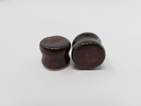 EARRINGS Gauged Flared - 15.5mm 5/8" Ancient Jasper - Handmade Ceramic #496