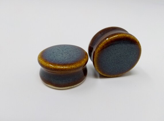 EARRINGS Gauged Flared - 24.75mm Iron Lustre - Handmade Ceramic #404
