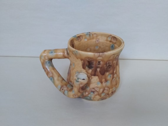 WAKE and BAKE Pipe MUG - Brown Earth Cone 5 - Handmade Ceramic #963