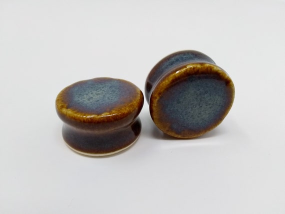 EARRINGS Gauged Flared - 24mm Iron Lustre - Handmade Ceramic #399