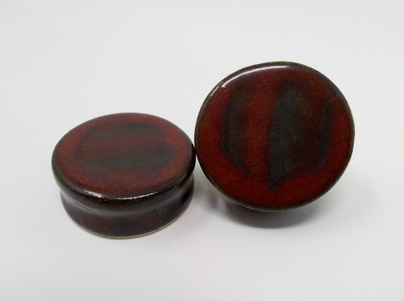 EARRINGS Gauged Flared - 37mm Ancient Jasper - Handmade Ceramic #471