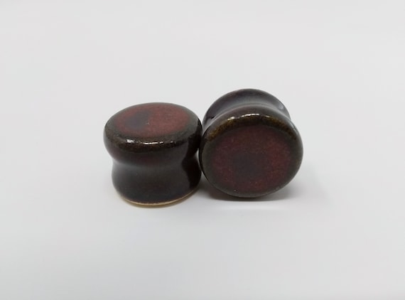 EARRINGS Gauged Flared - 15.5mm 5/8" Ancient Jasper - Handmade Ceramic #497