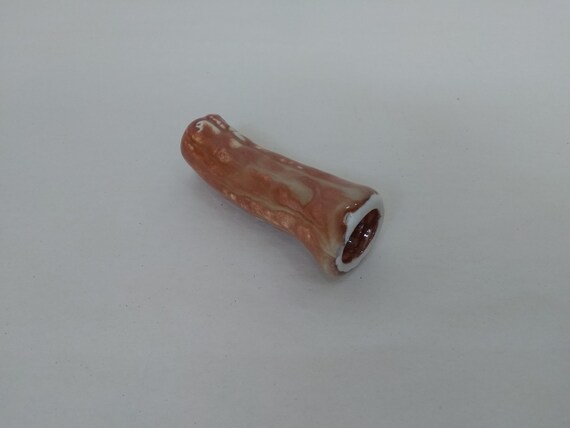 CHILLUM - Albany Slip Brown Craters - Handmade Ceramic #649