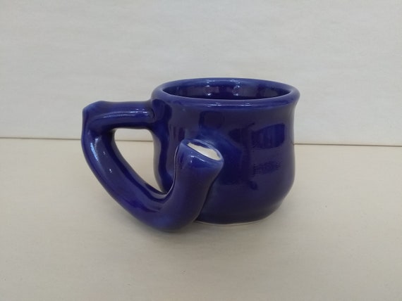 WAKE and BAKE Pipe MUG - Dark Blue - Handmade Ceramic #970