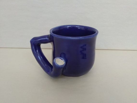 WAKE and BAKE Pipe MUG - Dark Blue - Handmade Ceramic #971
