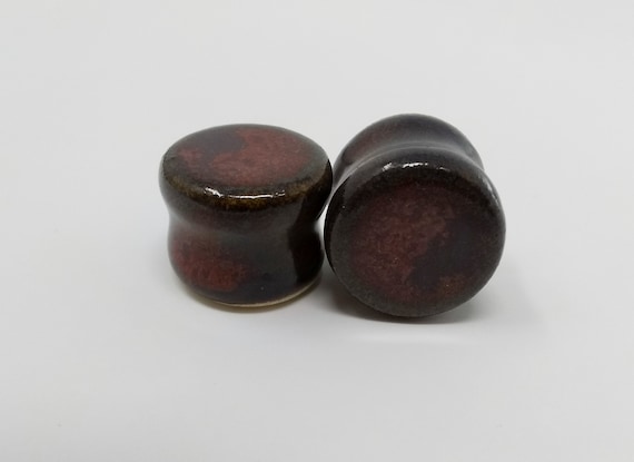 EARRINGS Gauged Flared - 15.5mm 5/8" Ancient Jasper - Handmade Ceramic #498